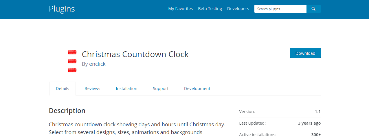 Christmas countdown clock WordPress Plugin