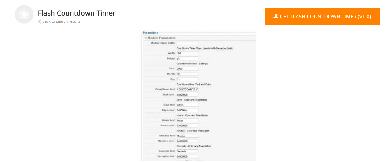 Flash Countdown Timer Joomla Christmas Extension