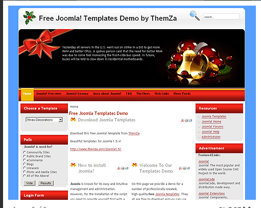 Xmas Decoration Template For Joomla